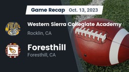 Recap: Western Sierra Collegiate Academy vs. Foresthill  2023