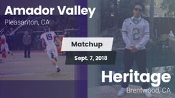 Matchup: Amador Valley High vs. Heritage  2018