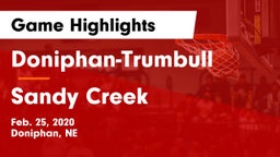 Doniphan-Trumbull  vs Sandy Creek  Game Highlights - Feb. 25, 2020