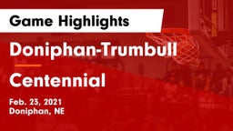 Doniphan-Trumbull  vs Centennial  Game Highlights - Feb. 23, 2021