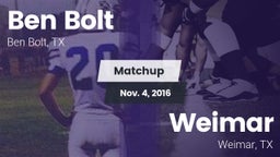 Matchup: Ben Bolt  vs. Weimar  2016