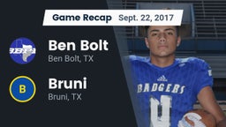 Recap: Ben Bolt  vs. Bruni  2017