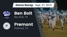 Recap: Ben Bolt  vs. Premont  2019