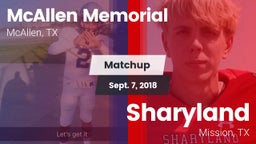 Matchup: McAllen Memorial vs. Sharyland  2018