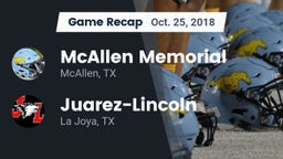 Recap: McAllen Memorial  vs. Juarez-Lincoln  2018