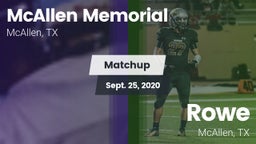 Matchup: McAllen Memorial vs. Rowe  2020