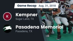 Recap: Kempner  vs. Pasadena Memorial  2018