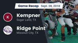 Recap: Kempner  vs. Ridge Point  2018
