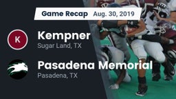 Recap: Kempner  vs. Pasadena Memorial  2019