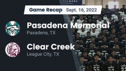 Recap: Pasadena Memorial  vs. Clear Creek  2022