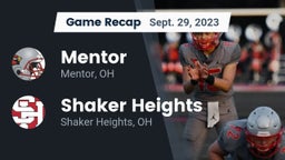 Recap: Mentor  vs. Shaker Heights  2023
