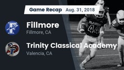 Recap: Fillmore  vs. Trinity Classical Academy  2018