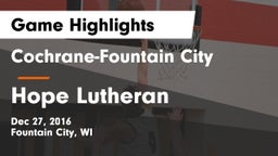Cochrane-Fountain City  vs Hope Lutheran Game Highlights - Dec 27, 2016