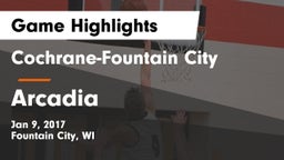 Cochrane-Fountain City  vs Arcadia  Game Highlights - Jan 9, 2017