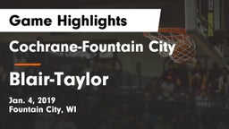 Cochrane-Fountain City  vs Blair-Taylor Game Highlights - Jan. 4, 2019