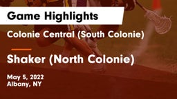 Colonie Central  (South Colonie) vs Shaker  (North Colonie) Game Highlights - May 5, 2022