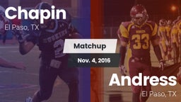 Matchup: Chapin  vs. Andress  2016