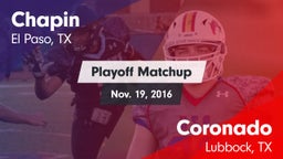 Matchup: Chapin  vs. Coronado  2016