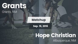 Matchup: Grants  vs. Hope Christian  2016