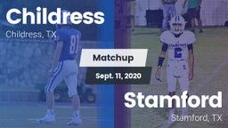 Matchup: Childress High vs. Stamford  2020