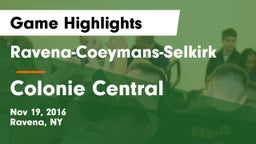 Ravena-Coeymans-Selkirk  vs Colonie Central  Game Highlights - Nov 19, 2016