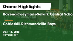Ravena-Coeymans-Selkirk Central School District vs Cobleskill-Richmondville  Boys Game Highlights - Dec. 11, 2018