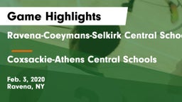 Ravena-Coeymans-Selkirk Central School District vs Coxsackie-Athens Central Schools Game Highlights - Feb. 3, 2020