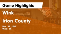 Wink  vs Irion County  Game Highlights - Dec. 28, 2019