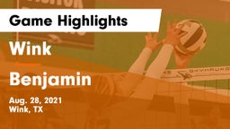 Wink  vs Benjamin Game Highlights - Aug. 28, 2021