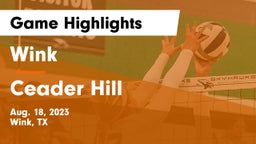 Wink  vs Ceader Hill  Game Highlights - Aug. 18, 2023