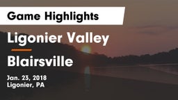 Ligonier Valley  vs Blairsville  Game Highlights - Jan. 23, 2018