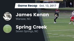 Recap: James Kenan  vs. Spring Creek  2017