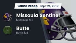 Recap: Missoula Sentinel  vs. Butte  2019