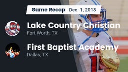 Recap: Lake Country Christian  vs. First Baptist Academy 2018