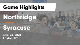 Northridge  vs Syracuse  Game Highlights - Jan. 24, 2020