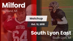 Matchup: Milford  vs. South Lyon East  2018