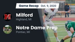 Recap: Milford  vs. Notre Dame Prep  2020