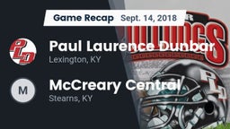 Recap: Paul Laurence Dunbar  vs. McCreary Central  2018