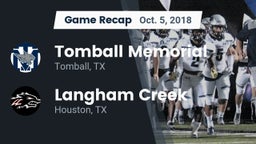 Recap: Tomball Memorial vs. Langham Creek  2018