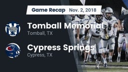 Recap: Tomball Memorial vs. Cypress Springs  2018
