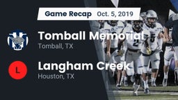 Recap: Tomball Memorial vs. Langham Creek  2019