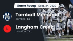 Recap: Tomball Memorial  vs. Langham Creek  2020