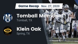 Recap: Tomball Memorial  vs. Klein Oak  2020