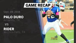 Recap: Palo Duro  vs. Rider  2016