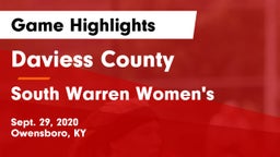 Daviess County  vs South Warren  Women's Game Highlights - Sept. 29, 2020