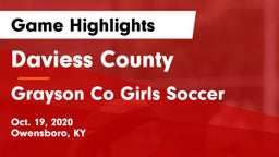 Daviess County  vs Grayson Co Girls Soccer Game Highlights - Oct. 19, 2020