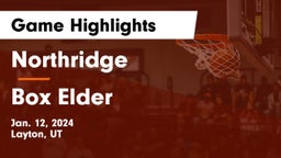 Northridge  vs Box Elder Game Highlights - Jan. 12, 2024