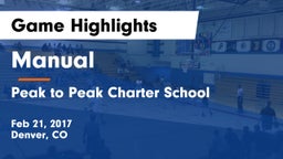 Manual  vs Peak to Peak Charter School Game Highlights - Feb 21, 2017