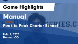 Manual  vs Peak to Peak Charter School Game Highlights - Feb. 4, 2020