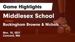 Middlesex School vs Buckingham Browne & Nichols  Game Highlights - Nov. 10, 2021